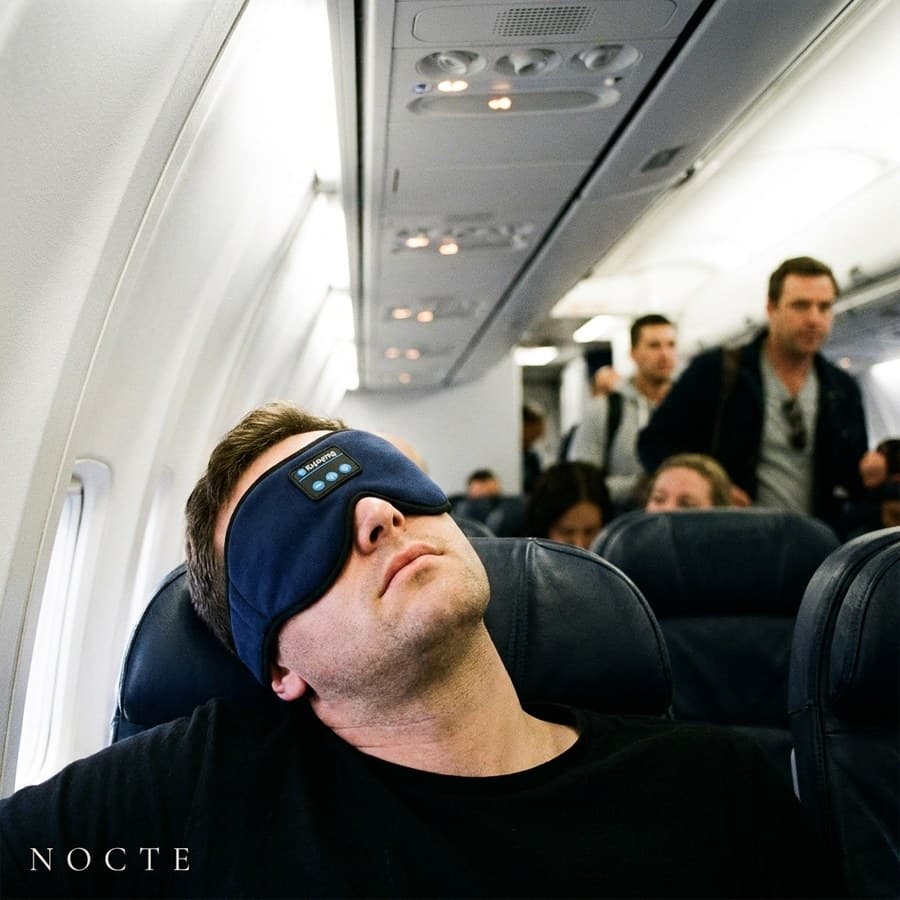 Wearing the Nocte mask on a flight